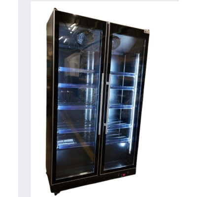 Commercial Upright Display Refrigerator 680 Litres 2 Glass Doors 5 Shelves Ventilated Cooling
